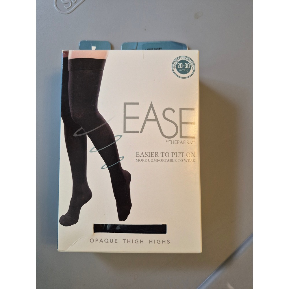 Therafirm Ease Thigh High Compression Stockings 20-30 mmHg Opaque Black L Short